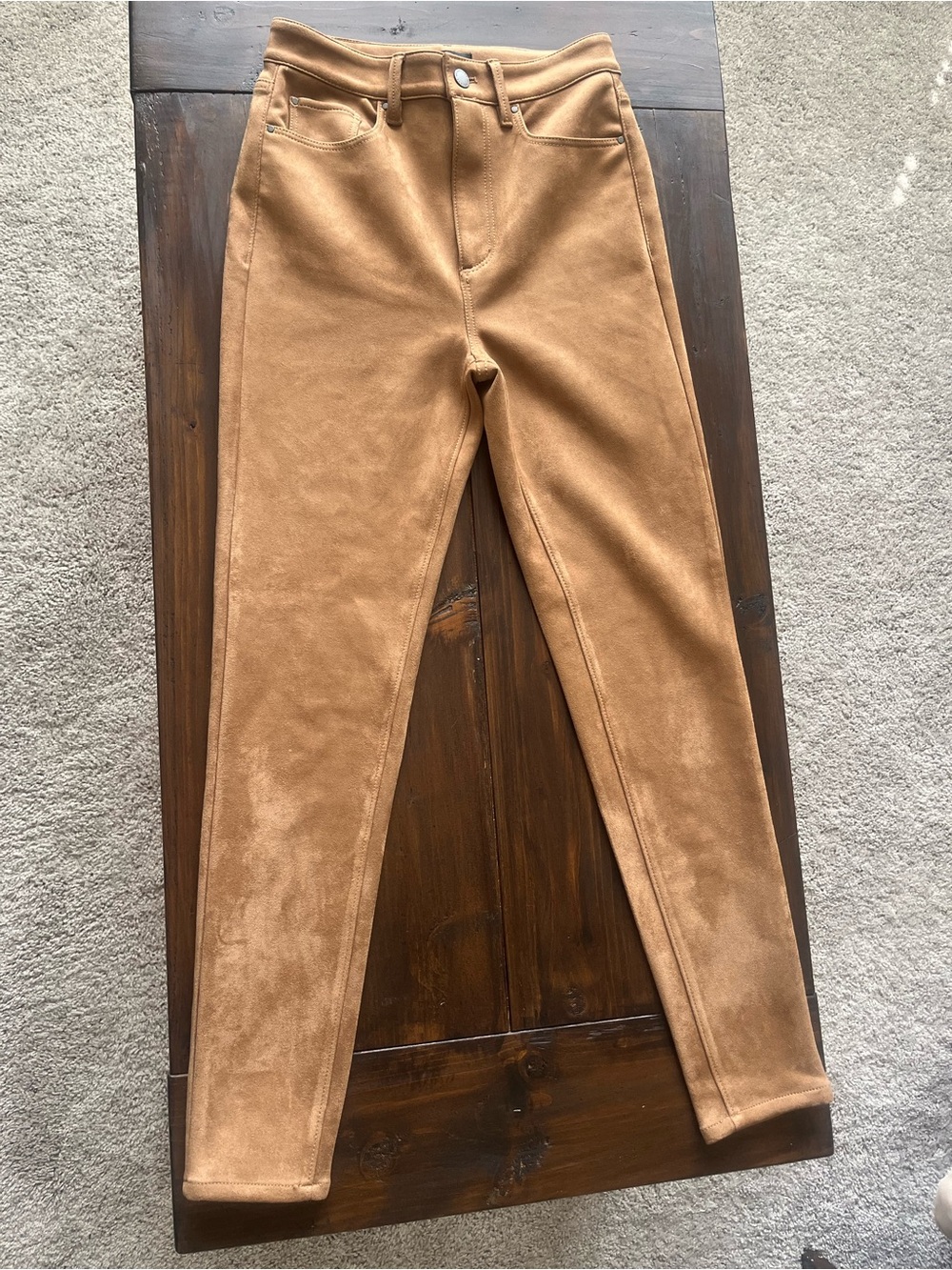 Mid-Rise Faux-Suede Women’s Pants - Camel